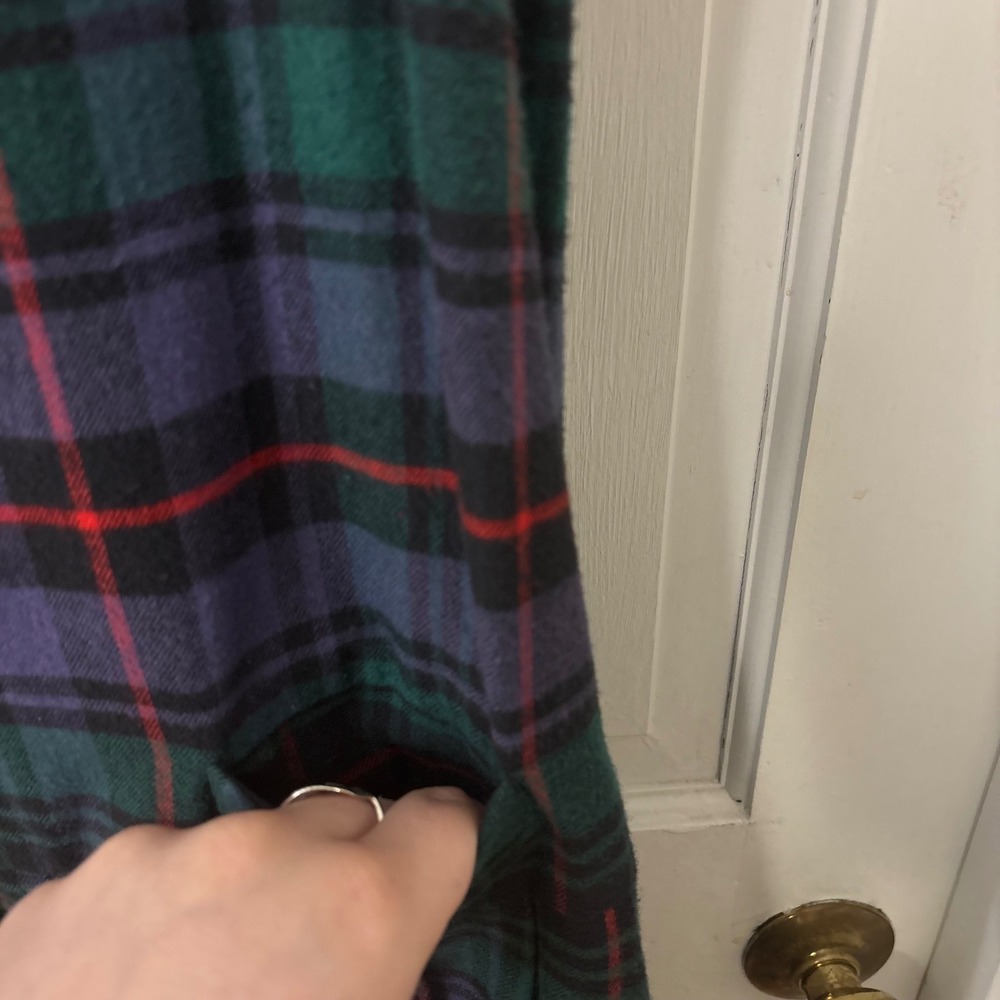 VTG Britches Maxi Plaid Flannel Dress Jumper M Button Back Modest Grunge Country - Picture 5 of 6